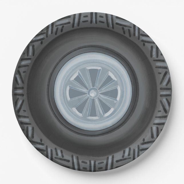 First Lap or Two Fast Racecar Racetrack Birthday Paper Plates (Front)