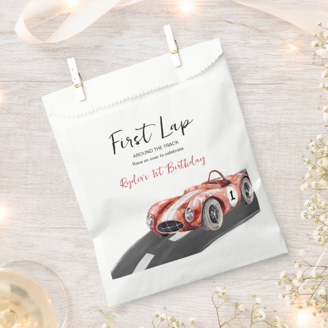First Lap Race Car 1st Birthday  Favor Bag (Clipped)
