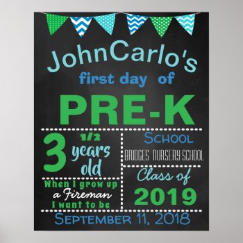 First Last Day Of Pre-k School Chalkboard Sign by 10x10us at Zazzle