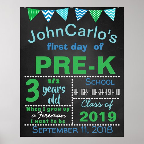 First last day of pre_k school chalkboard sign