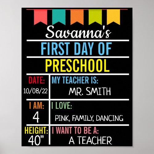 First Last Day of School Chalkboard Back to School Poster