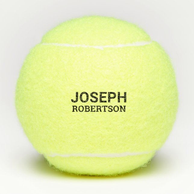 First Last Name Modern Monogram Personalized Tenni Tennis Balls (Front)