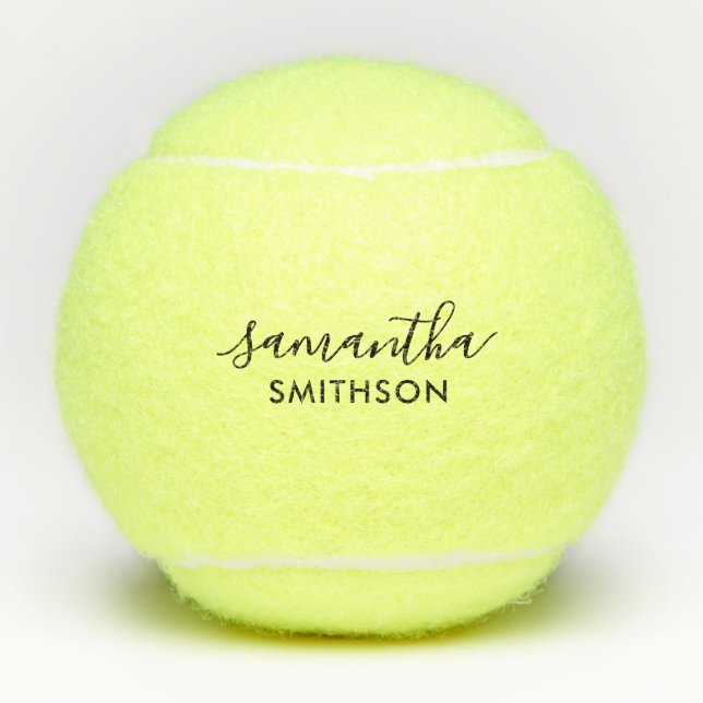 First Last Name Personalized Elegant Script Tennis Balls (Front)