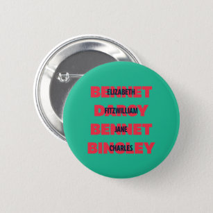 First & Last Names of Pride & Prejudice Characters Pinback Button