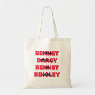 First & Last Names of Pride & Prejudice Characters Tote Bag