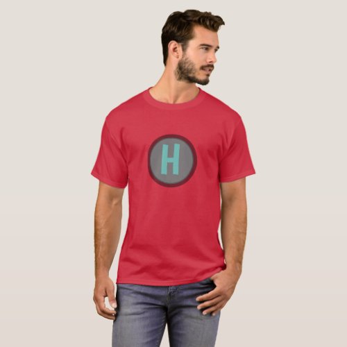 First Letter on Circle Custom Initial T_Shirt