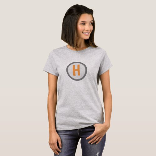 First Letter on Circle Custom Initial T_Shirt