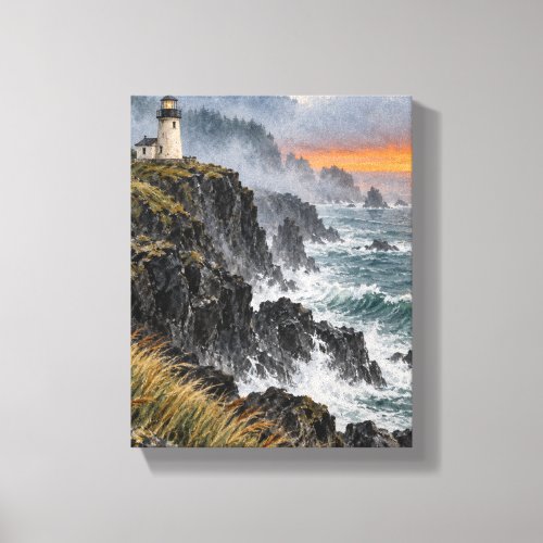 First Light at the Basalt Lighthouse - Coastal Lan Canvas Print