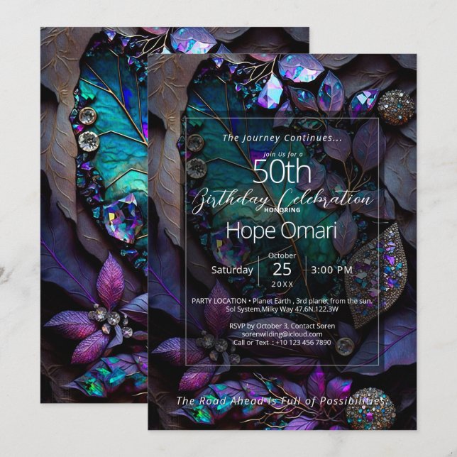 First Light  | Botanical Gemstone Abstract Invitation (Front/Back)
