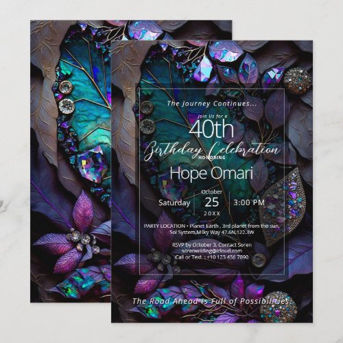First Light  | Botanical Gemstone Abstract Invitation