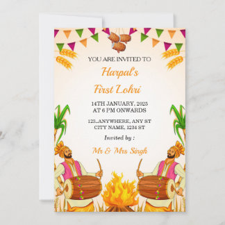 First Lohri Invitation Card, Lohri Party Card