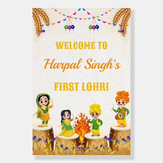 First Lohri Party Welcome Board | Lohri Decor (Front)