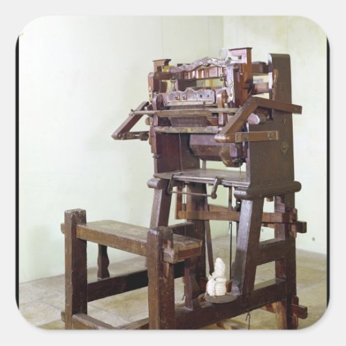 First loom for weaving stockings 1750 square sticker