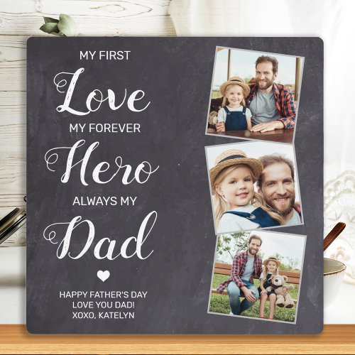 First Love Forever Hero Personalized 3 Photo Dad Plaque