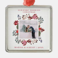 First Married Christmas Berries Photo