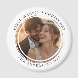 First Married Christmas Custom Photo Magnet