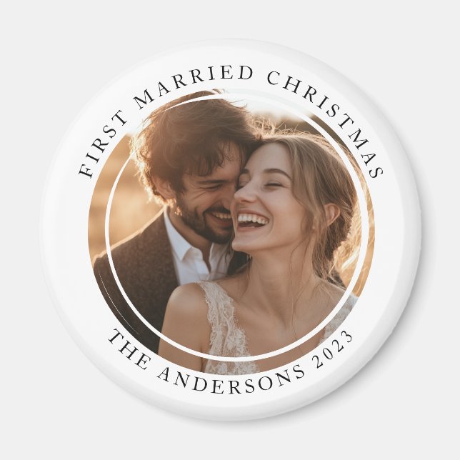 First Married Christmas Custom Photo Magnet (Front)