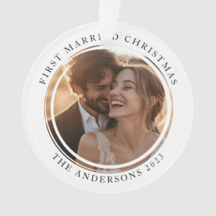 First Married Christmas Custom Photo Ornament