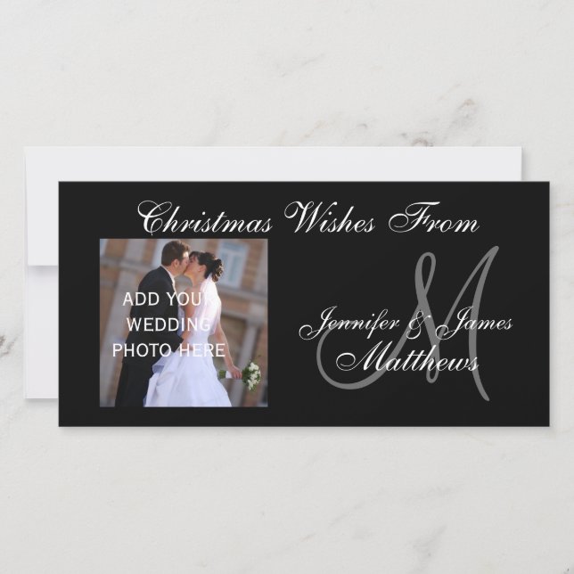 First Married Christmas Monogram PhotoCard Holiday Card (Front)