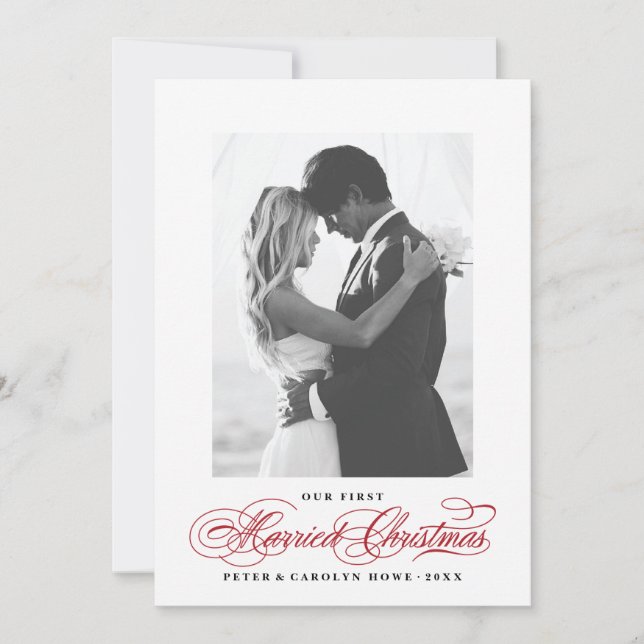 First Married Christmas Newlywed Photo Cards (Front)