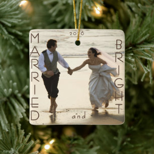 First Married Christmas Photo Keepsake Ceramic Ornament
