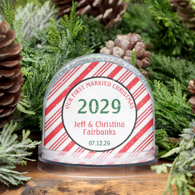 First Married Christmas Photo Snow Globe (Winter)