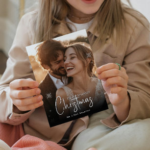 First Married Christmas Wedding Photo Holiday Card