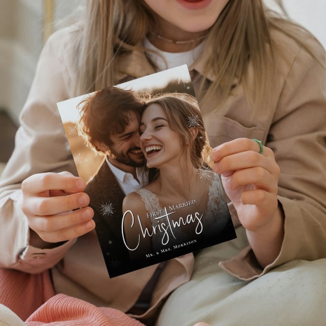 First Married Christmas Wedding Photo Holiday Card (Creator Uploaded)