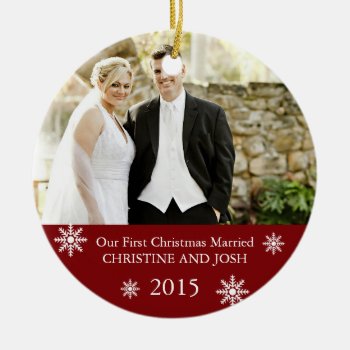 First Married Customizable Christmas Ornament by Naokko at Zazzle