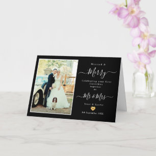 First Married Mr and Mrs Gold Heart Christmas Card