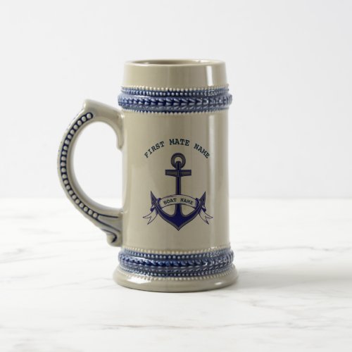  First Mate Anchor Custom Nautical Beer Stein