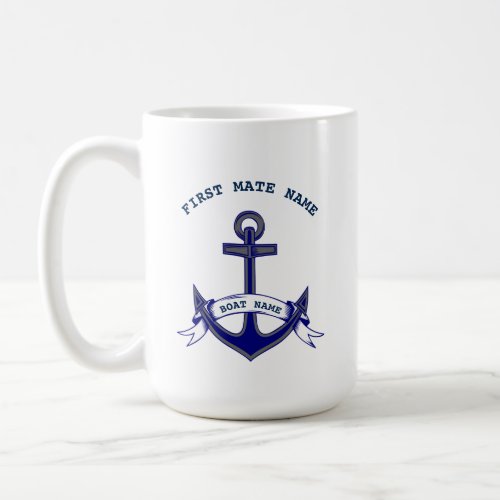  First Mate Anchor Custom Nautical Coffee Mug