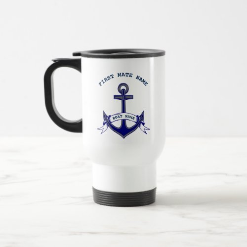  First Mate Anchor Custom Nautical Travel Mug