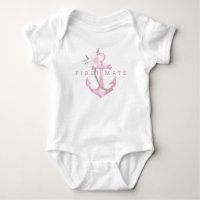 First Mate Baby Bodysuit | Pink Nautical Watercolo