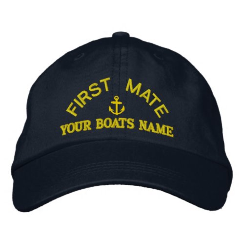 First mate custom yacht crew embroidered baseball cap