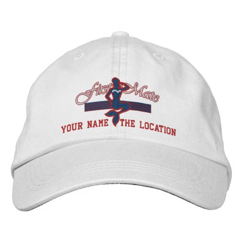 FIRST MATE Customizable Boat Name Your Name Embroidered Baseball Hat