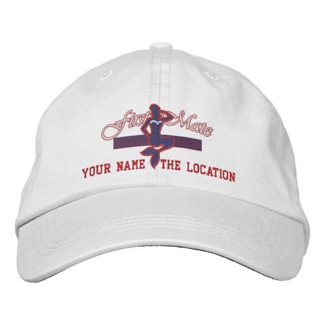 FIRST MATE Customizable Boat Name Your Name Embroidered Baseball Hat (Front)