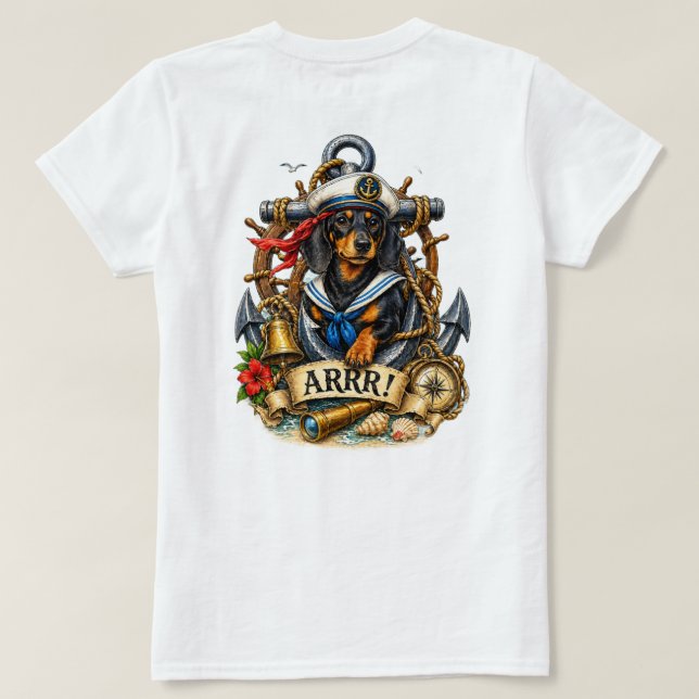 First Mate Dachshund T-Shirt (Design Back)