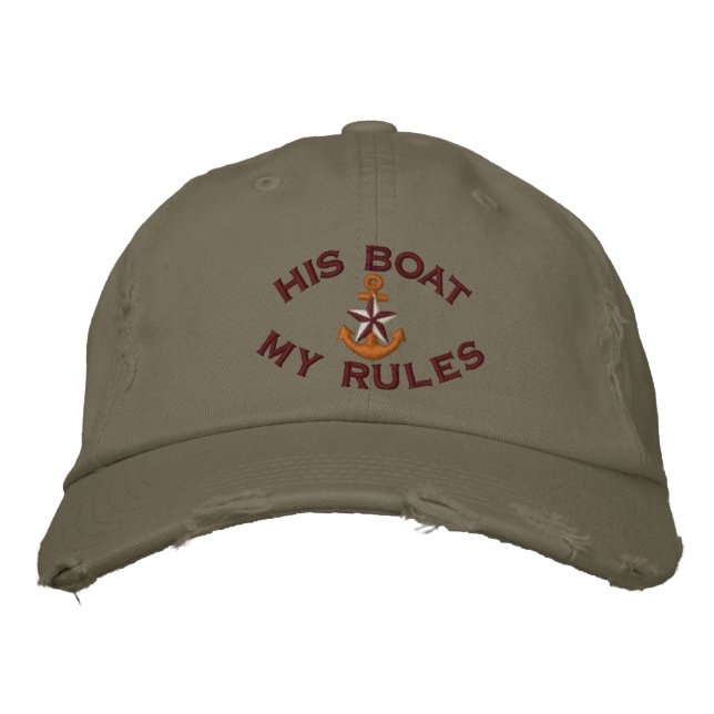 First Mate His Boat My Rules Star Anchor Embroidered Baseball Hat (Front)