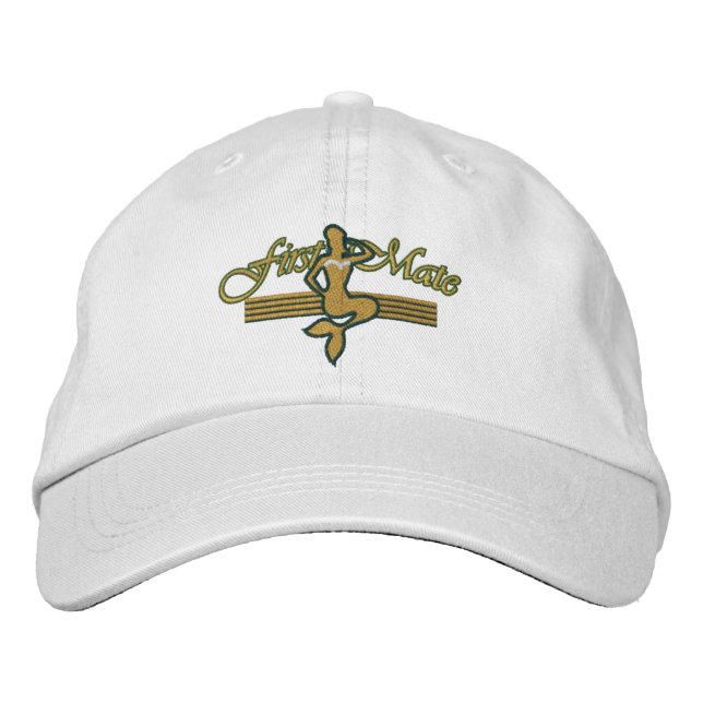 FIRST MATE Mermaid Embroidered Design Embroidered Baseball Hat (Front)
