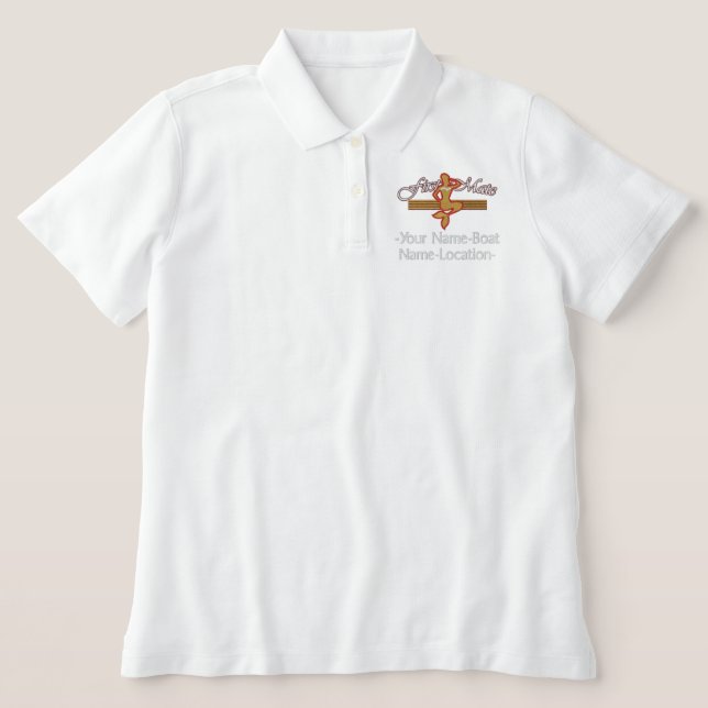 First Mate Mermaid Personalize it! Embroidered Polo Shirt (Design Front)
