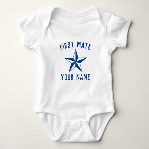 First Mate nautical star navy blue and white kids Baby Bodysuit