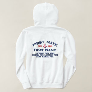 First Mate NauticalStar Anchor Easily Personalized Embroidered Hoodie