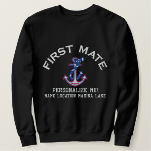 First Mate Personalize it LARGE Anchor Emboidered Embroidered Sweatshirt