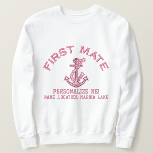 First Mate Personalize it LARGE Anchor Emboidered Embroidered Sweatshirt