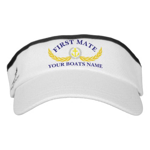 First Mate personalized boat name anchor motif Visor