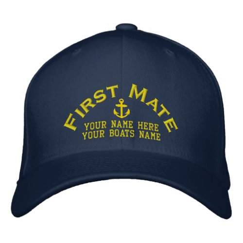 First mate sailing boat crew embroidered baseball cap
