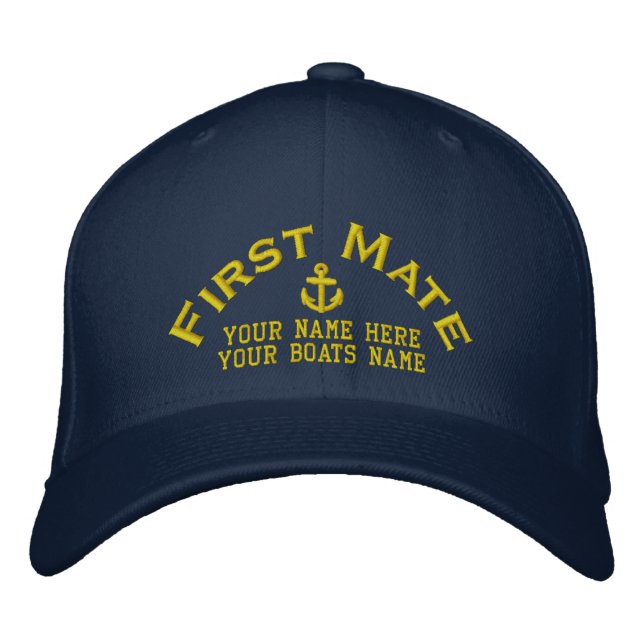 First mate sailing boat crew embroidered baseball cap (Front)