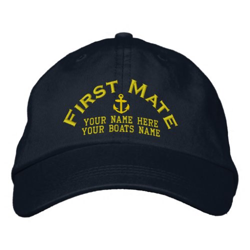 First mate sailing boat crew embroidered baseball cap