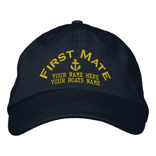 First mate sailing boat crew embroidered baseball cap (Front)